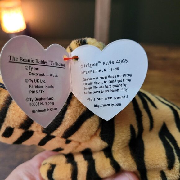 Ty Beanie Babies Blizzard Stripes Freckles Wild Cats PVC Pellets Vintage NWT - Picture 7 of 11